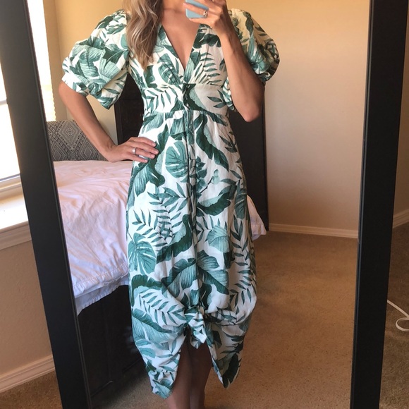 h&m palm leaf dress